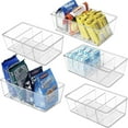 thumbnail image 3 of 3 Pack Food Storage Organizer Bins, Clear Plastic Bins for Pantry, Kitchen, Fridge, Cabinet Organization and Storage, 4 Compartment Holder Packets, Snacks, 3 of 11