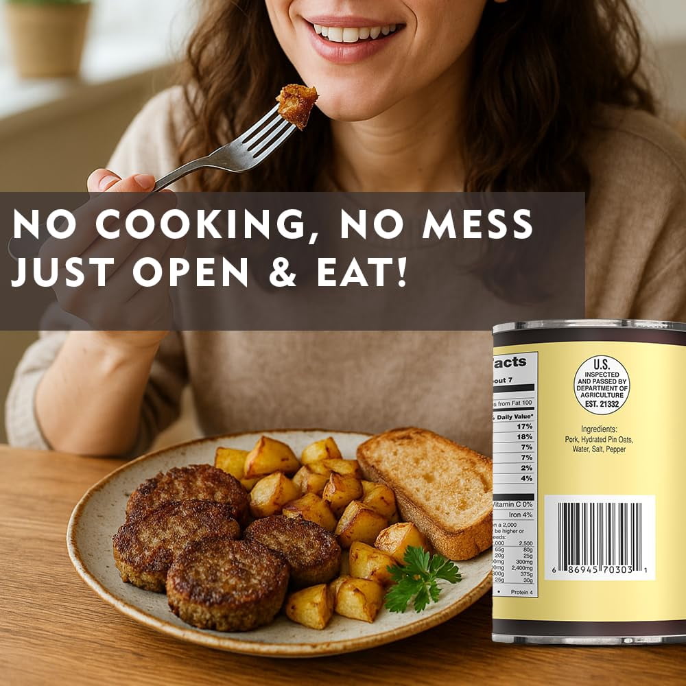 (Pack of 6) Werling & Sons Grandma Werling’s Goetta 14.5 Oz Canned Food Fully Cooked Pork & Pin Oats Traditional German Style Canned Meat Shelf Stable for Emergency Storage, Camping & Quick Meals