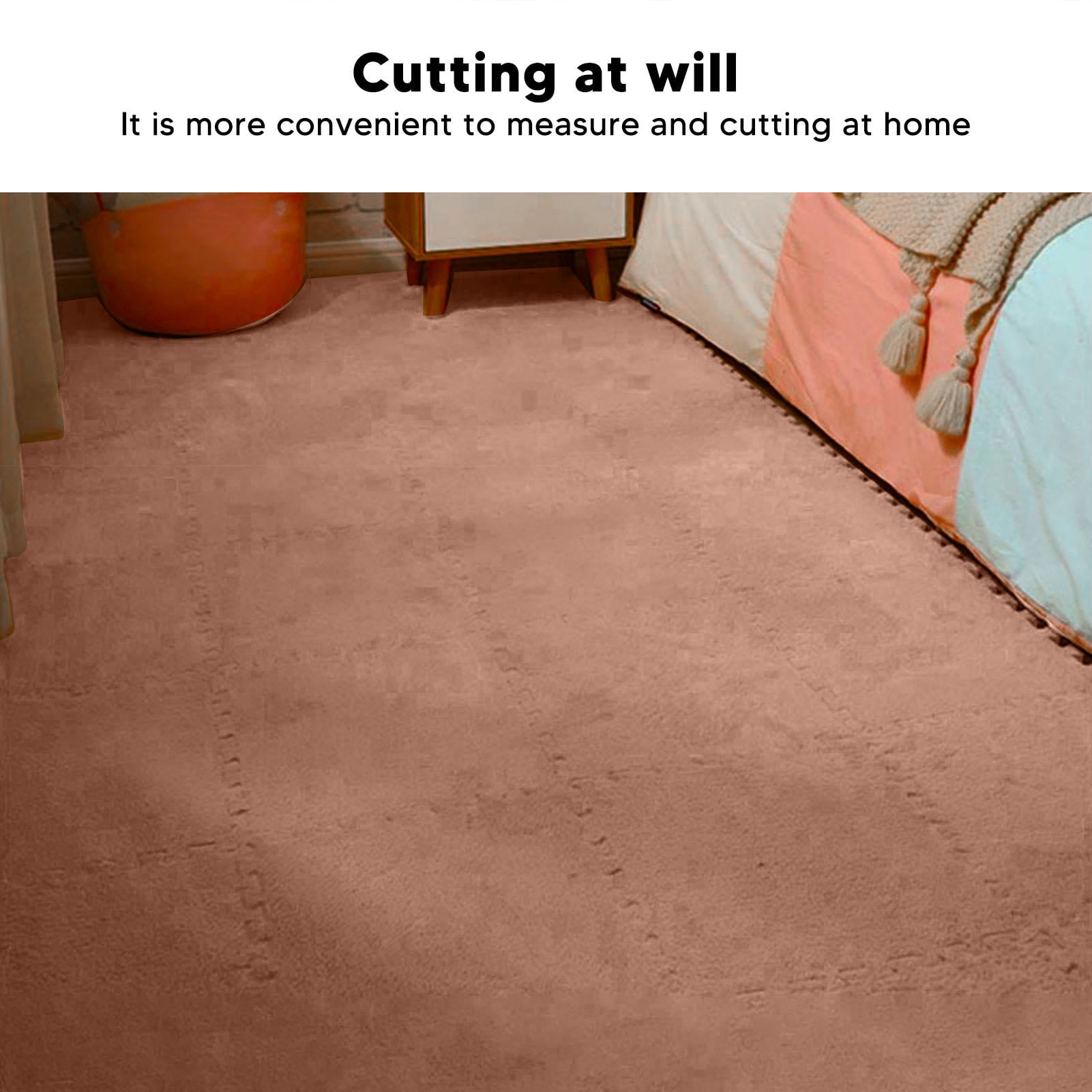 LAZIOEGR 10‑Piece Plush Interlocking Foam Floor Mat, Anti‑Slip, Cut‑Ready, Camel‑Color, Ideal for Bedrooms, Nurseries & Play Areas
