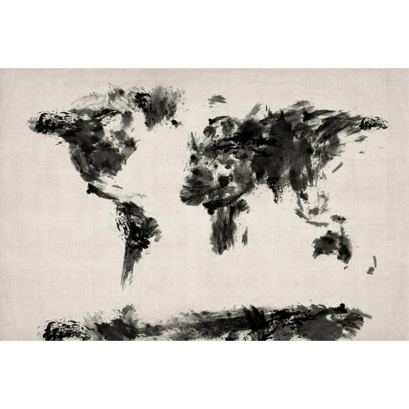 Art.com Map of the World Map Abstract Painting Art Print by Michael Tompsett, 24" x 16"
