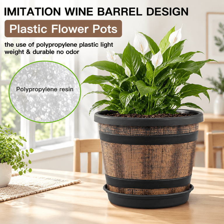 Plant Pots Set Of 4 Pack 12 Inch Large Planters With Drainholes ...