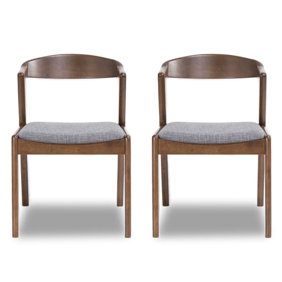 Allora Mid-Century Modern Polyester Blend Dining Chair in Dark Grey (Set of 2)