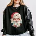 thumbnail image 2 of Santa Face Patchwork Print - Women's Lightweight Garment Dyed Sweatshirt, 2 of 9