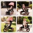 thumbnail image 5 of JoyStone 7 in 1 Foldable Tricycle Stroller for Toddler, Baby Tricycle with Adjustable Canopy, Parent Handle, Removable Pedals, Seat Belt and Storage Basket, Kids Bike for Ages 1-6 Boys & Girls, Pink, 5 of 12