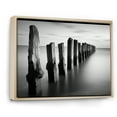 thumbnail image 2 of Designart "Monochrome Pier On The Horizon II" Coastal Pier Floater Framed Wall Art Living Room, 2 of 5