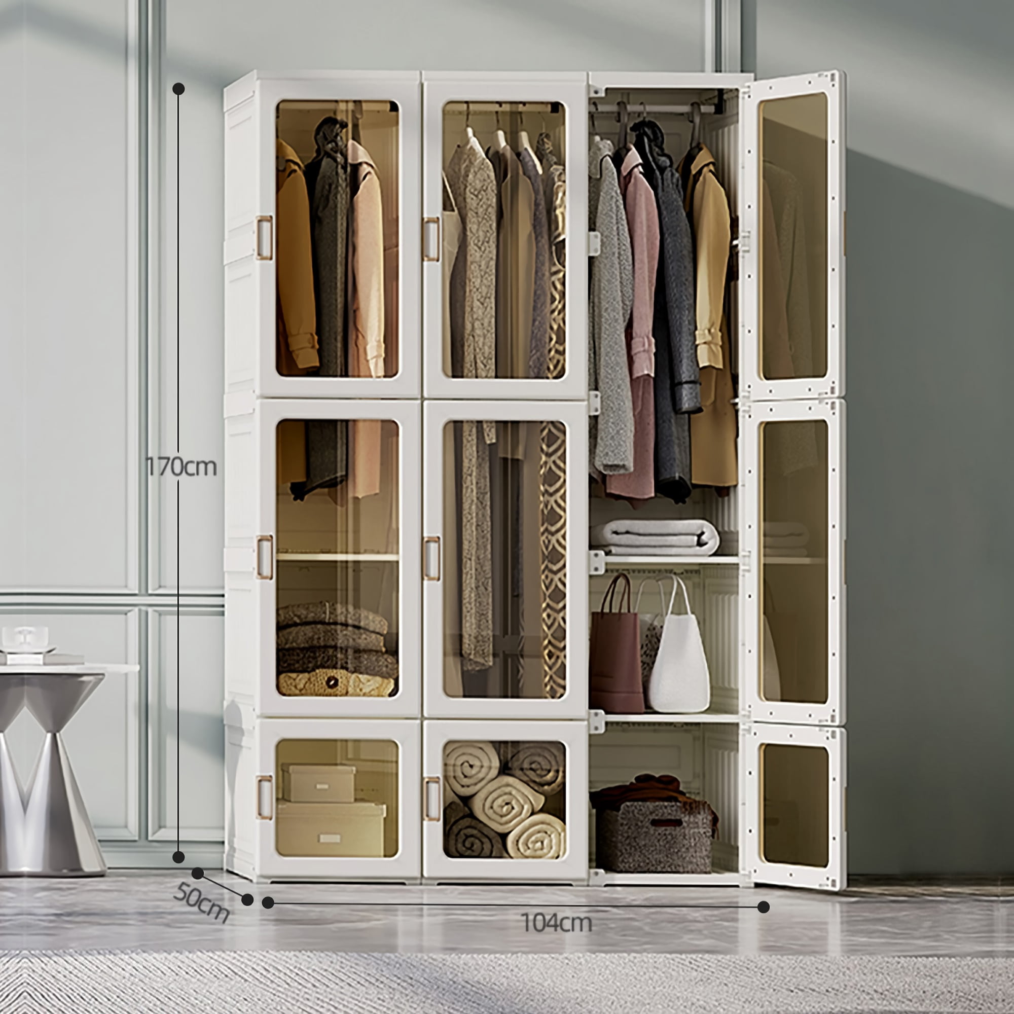 ANTBOX Portable Closet Foldable Wardrobe Storage Clothing Organizer with Magnetic Doors 9 Doors 3 Hangers Closet WT15 D9 H3 Walmart