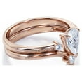 thumbnail image 3 of JeenMata Chevron Milgrain Edge 1.05 Carat Pear Shaped Moissanite Open Wedding Set in 18K Rose Gold Plating over Silver, 3 of 6
