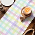 thumbnail image 3 of Green Beige Plaid Table Runner - 70 Inch Long Buffalo Farmhouse Art Checkered Cotton and Linen Blended Dress Scarves Farmhouse Table Runner for Kitchen Dining, Coffee Table, 13" x 70", 3 of 8