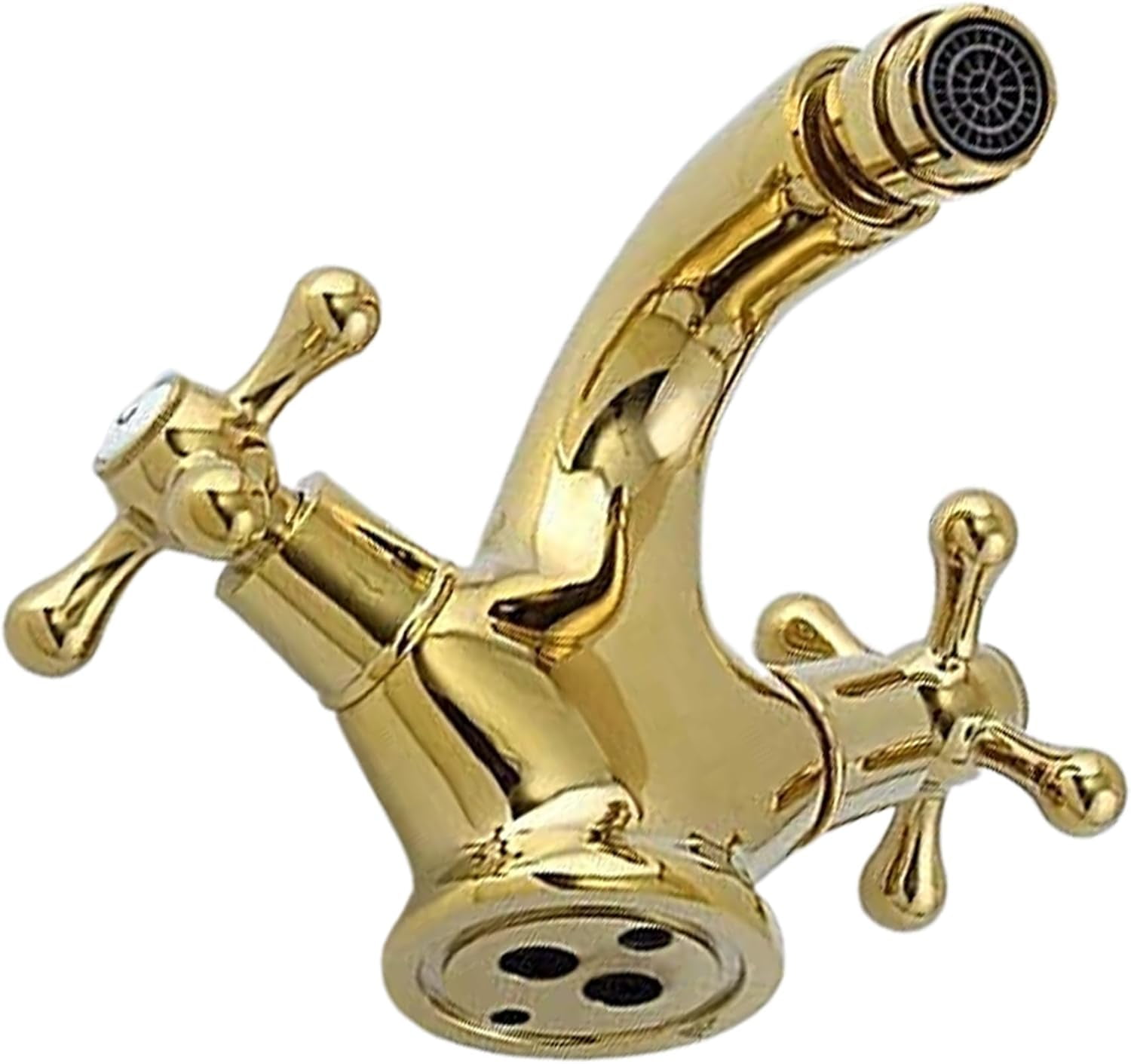 Bathroom Faucet，Gold Bathroom Sink Faucet, Double Cross Handle Two Knobs Bidet Faucet, Antique Brass Bathroom Faucet, Hot and Cold Water Tap, One Hole Bathroom Faucet