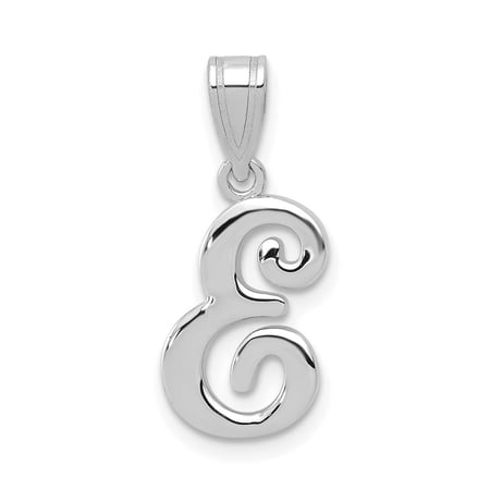 Diamond2Deal 14k White Gold Script Letter E Initial Pendant for Women