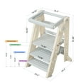 thumbnail image 5 of UNCLE WU Toddler Standing Tower - Adjustable Kids Kitchen Stool with Safety Rail, 2-3 Step Learning Helper for Kitchen & Bathroom Sink, Montessori Standing Tower for Ages 18M-4Y (Gray White), 5 of 9