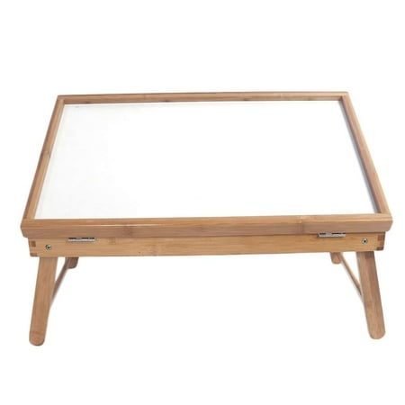 Plastic Dinner Table Dining Table Table Top Adjustable Folding Legs Bamboo Food Dinner Desk Foldable Computer Laptop Lazy Table ()