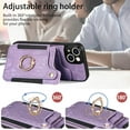 thumbnail image 4 of Vintage Leather Card Holder Phone Case with Metal Ring Stand and Lanyard for Samsung Galaxy A71 A51 A53 A33 A23 A13 4G 5G Exquisite Portable Protective Back Cover(Pink,A53), 4 of 8