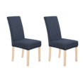 thumbnail image 1 of Deconovo - Funda de silla de comedor de punto jacquard, elástica, lavable y extraíble, de licra, para banquetes, juego de 2, azul marino, 1 of 6