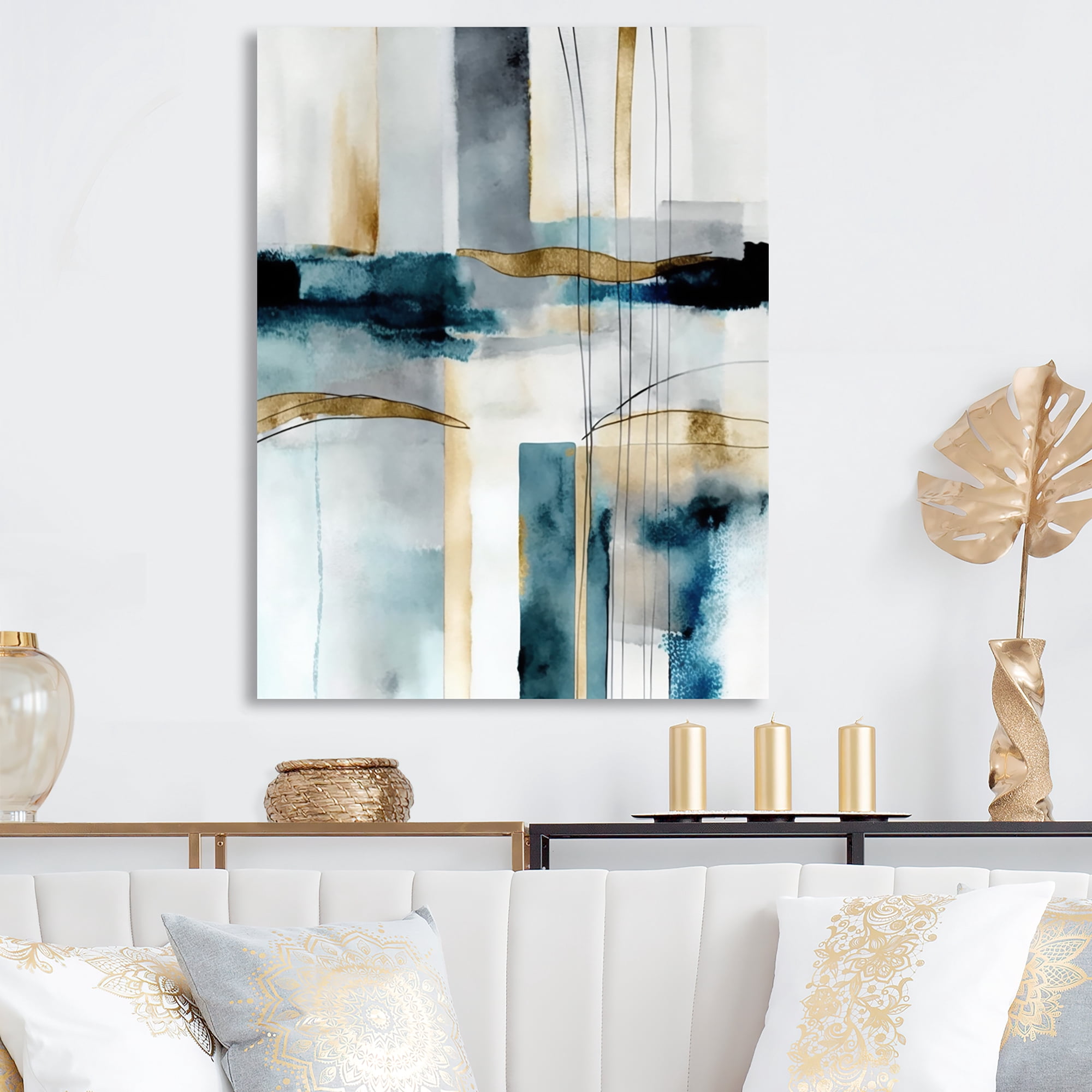 Designart Abstract Transitional Modern Shapes IV Canvas Wall Art
