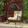 Maurice Outdoor Wicker Standing Basket Chair with Cushion, Brown, Tan