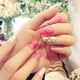 thumbnail image 4 of Puntas de uñas, 24 piezas/caja, patrón de rejillas, puntas de uñas rosas, uñas artificiales falsas, uso conveniente, 4 of 7