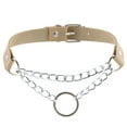 thumbnail image 2 of Jiaroswwei Women Men Punk Chain Choker Necklace O Round Circle Faux Leather Collar Jewelry, 2 of 8