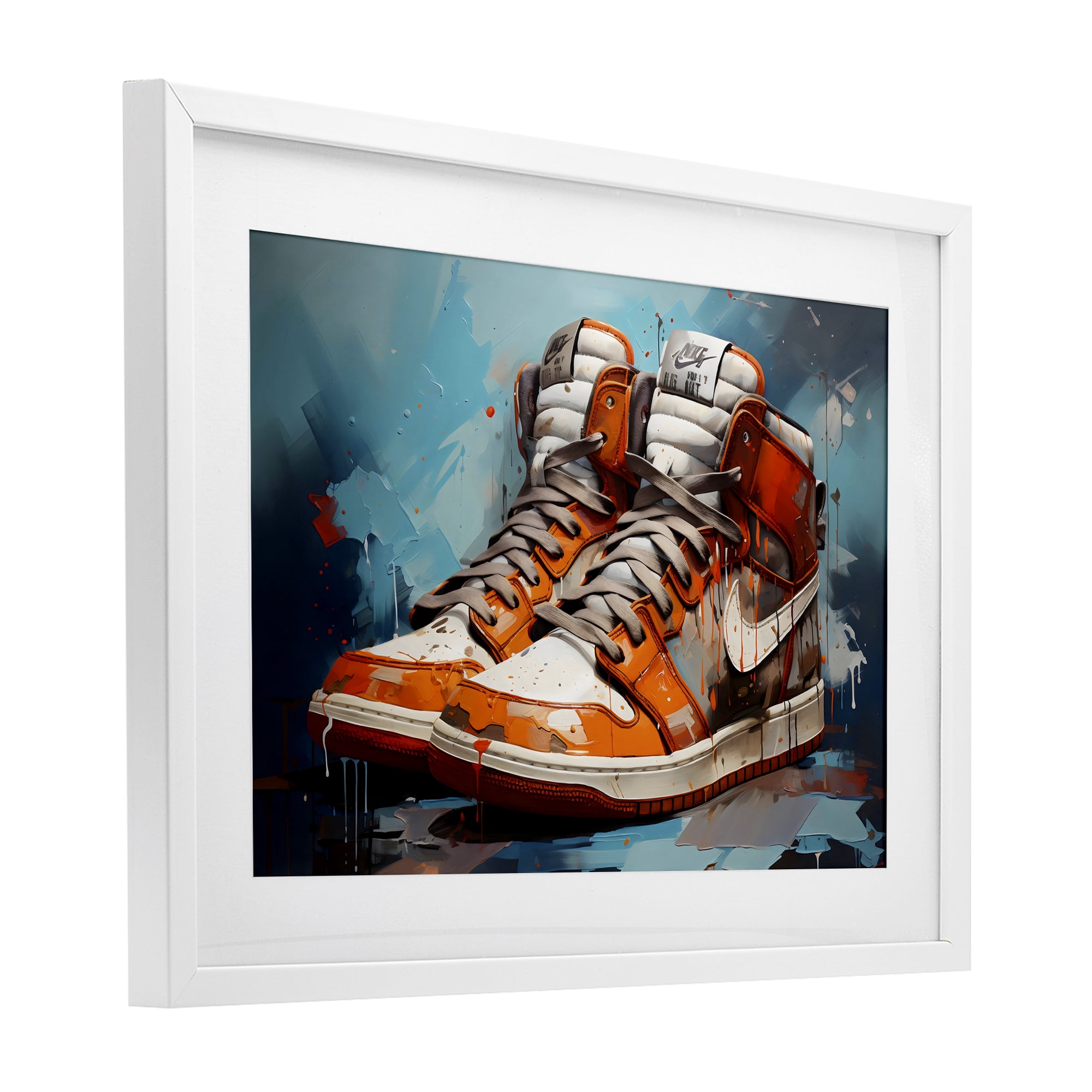 Stupell Industries Red & White Sneakers Splash White Framed Print Under Glass, design by Creative Studio