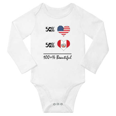 

50% Peruvian + 50% American = 100+% Beautiful Baby Long Sleeve Romper (White 12 Months)