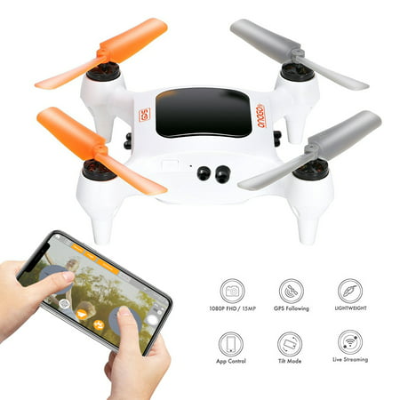 ONAGOfly Smart NANO Drone with 15MP Camera 1080P FHD 30fps Live Video WiFi Quadcopter with GPS, One touch take-off and landing for Beginners On iPhone, iPad & Samsung Galaxy & More Smart