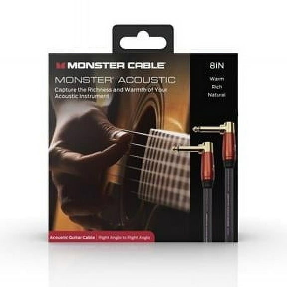 0.25 in. Monster 600552-00 Prolink Acoustic Instrument Cable with 8 in. Right Angle to Right Angle