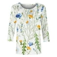 thumbnail image 4 of Pincandy 3/4 Sleeve Tops for Women Summer Floral Paisley Print Tees Shirts Trendy Ladies Blouses Dressy Casual Clothing 2025, 4 of 5