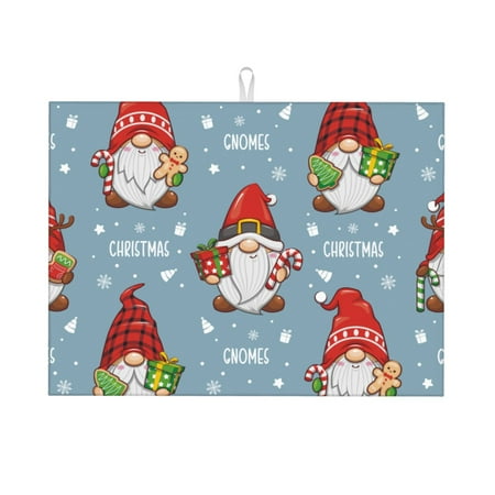 

WARHOOME Dish Drying Mat for Kitchen Counter Various Christmas Elves Microfiber Pad Mats for Dishes Pads 18 x 24 inches