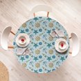 thumbnail image 4 of Ambesonne Nautical Fitted Round Tablecloth, Anchor Wheel Starfish, 40"- 44" Diameter, Blue and Apricot, 4 of 5