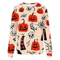 thumbnail image 4 of LYEAA Womens Halloween Tops Long Sleeve Pumpkin Print T Shirt Spooky Season Crewneck Shirts Thanksgiving Fall Clothes Red XL, 4 of 6