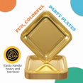 thumbnail image 3 of Exquisite Reflective Gold Square Paper Plates, 9", 50 Count, Heavy Duty 350 GSM, Disposable Party Plates, 3 of 6