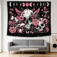 thumbnail image 4 of FLASHLUMI 90"x70" Pink Skull Moon Phase Tapestry, Gothic Floral Wall Hanging, Mystic Mushroom Wall Art for Bedroom Living Room Dorm Home Decor, 4 of 8