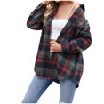 thumbnail image 1 of Women's Lightweight Flannel Plaid Button Down Shirts Oversized Long Sleeve Shacket Jacket Tops, 1 of 6