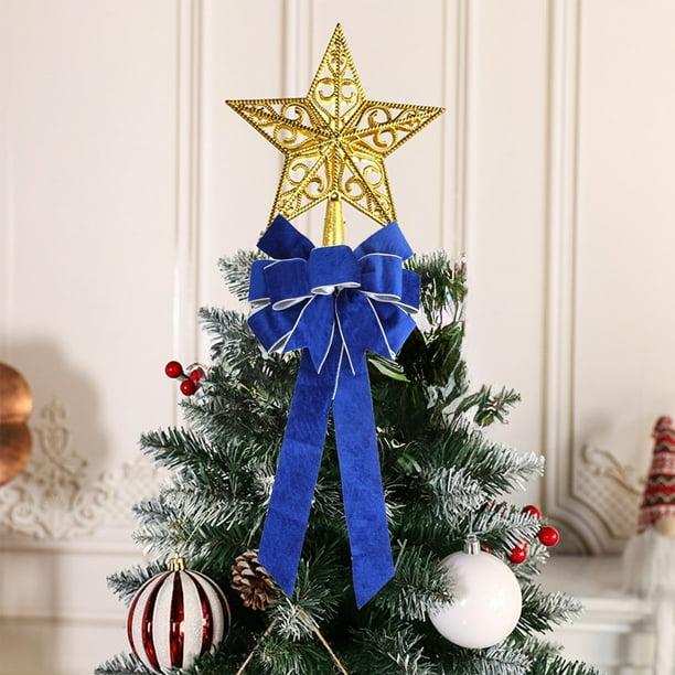 Double Layer Velvet Christmas Bow Ornament with Golden Embellishments for Holiday Home Decor