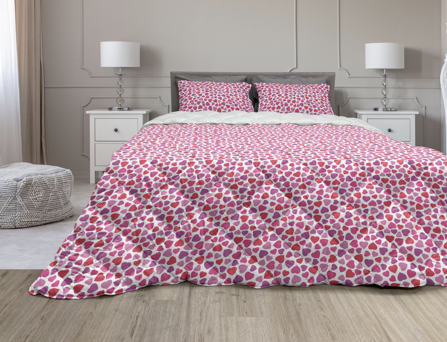 Valentine's Day Comforter & Sham Bedding Set, Love Themed Simple