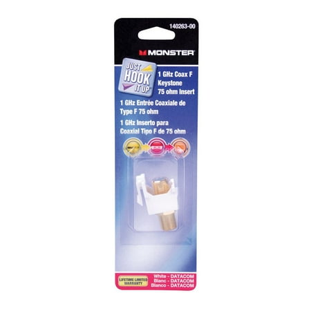 Monster Standard Connector - Monster Cable Coax F Connector Keystone Insert White