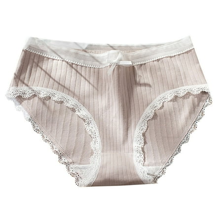 OJSFQUFP Women s Briefs Underwear Cotton High Waist Control Panties Ladies Panty High Elasticity Thread Underwear for Women Color Block Cute Lace Underwear Light Gray XL