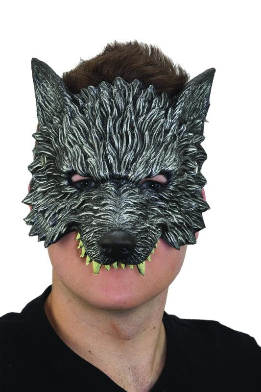 Costume Accessory- Lightweight Foam Silver Tone Wolf Mask w/ Elastic ...