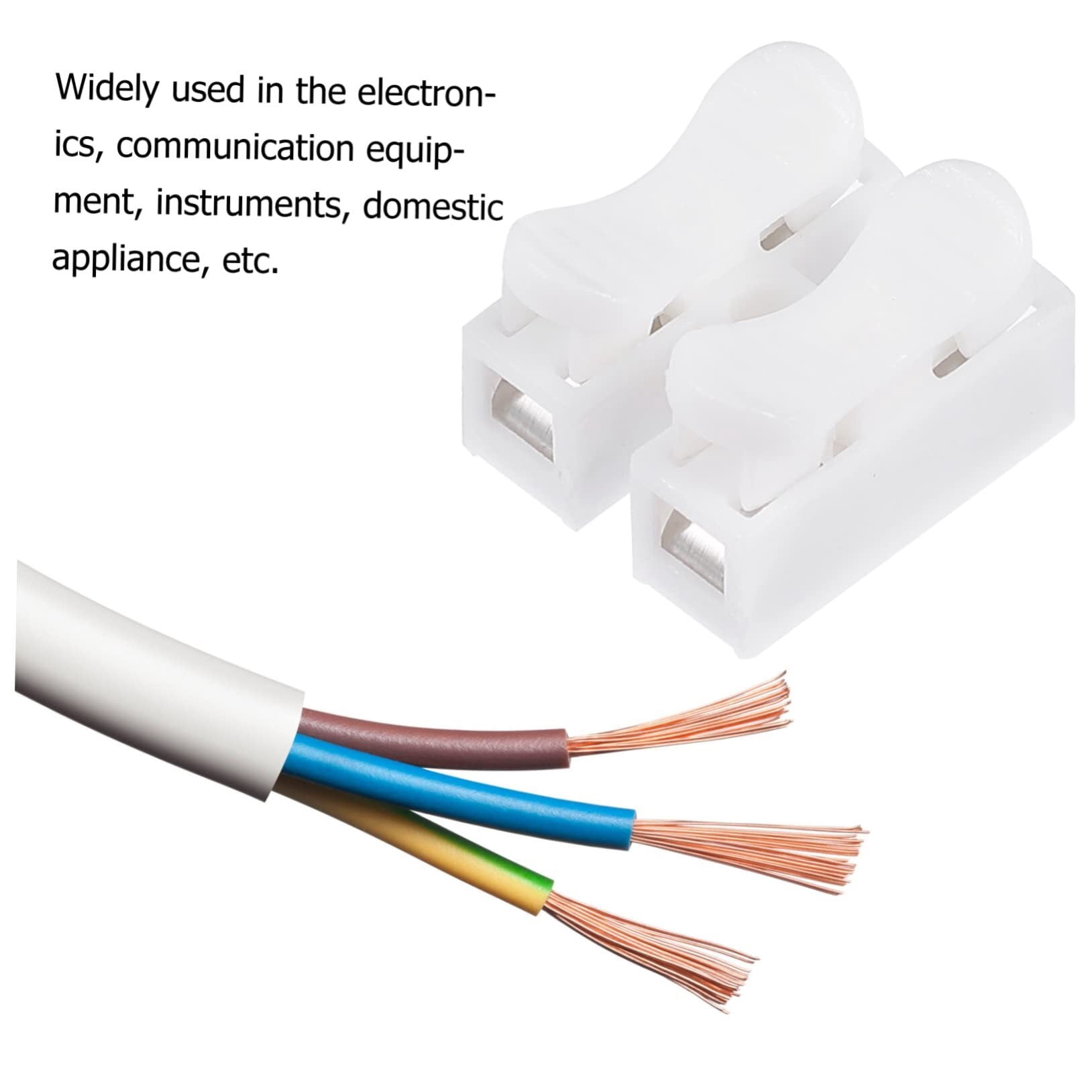 500pcs Two-Position Terminal Quick Connector Spring Wire Connector Wire Quick Connectors Terminal Block Connector Electrical Ring Terminals Screw Terminal Block Push Pp White