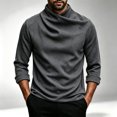 thumbnail image 6 of LODIENY Men Cowl Neck Double Sided Dralon Thermal Sweater Long Sleeve Relaxed Fit Knit Comfort Warm Base Layer Tops Fall Winter Outfits Dark Gray XXXL, 6 of 6