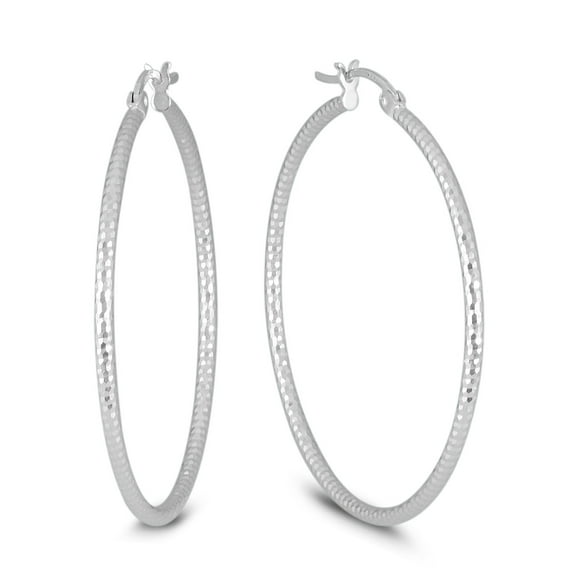 SZUL Women's Diamond Cut 40MM Hoop Earrings In .925 Sterling Silver