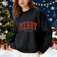 thumbnail image 2 of Fiaer Merry Christmas Sweaters for Women Thermal Trendy Oversized Warm Knitted Pullover Lined Crew Neck Long Sleeve Warm Xmas Tops Black XXL, 2 of 5