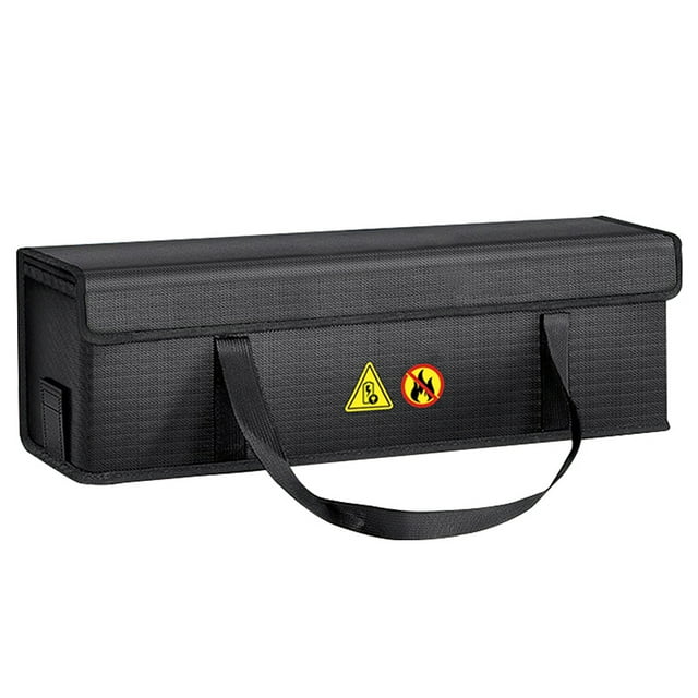 Lipo Fireproof Waterproof Battery Bag Lipo Safe Charging Bag Protection Pouch for Storage with Invisable Side Charging Port and Fixed Strip for Transport Travel Use 41x12x13cm