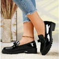 thumbnail image 4 of PiGOGI Women's Patent Leather Loafers - Shiny Tassel Spring Summer Shoes - Casual Comfortable Mid-Heel Dress Shoes for Women Black, 4 of 6