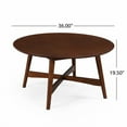 thumbnail image 2 of Table Basse Ronde de 36 Pouces - Base Croisée en Bois Massif, Style Ferme, Aucun Assemblage Requis, Fini Noyer, 2 of 5