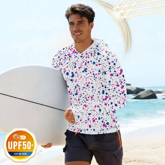 BRGZLK Long Sleeve Hooded Sun Protection Shirt For Men Shoulder Insert Quick Dry Breathable Lightweight For Summer Outdoor Casual Sports Hiking Fishing Beach
