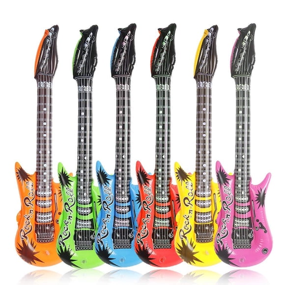 Guitarra inflable Rock Star CCINEE de 35 cm, paquete de 12 unidades para fiestas infantiles