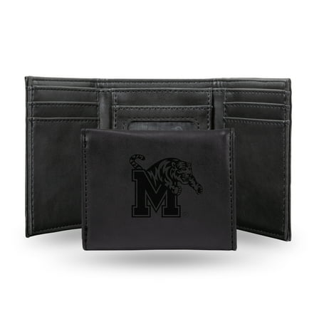 College Rico Industries Memphis Tigers Laser Engraved Black Tri-Fold Wallet - Men's Accessory