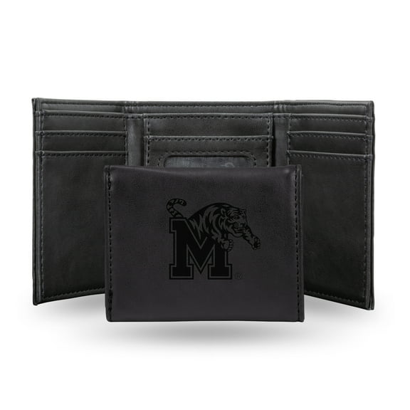 College Rico Industries Memphis Tigers Laser Engraved Black Tri-Fold Wallet - Men's Accessory