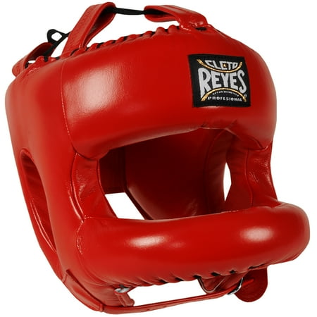 Cleto Reyes Redesigned Leather Boxing Headgear with Nylon Face Bar - Red